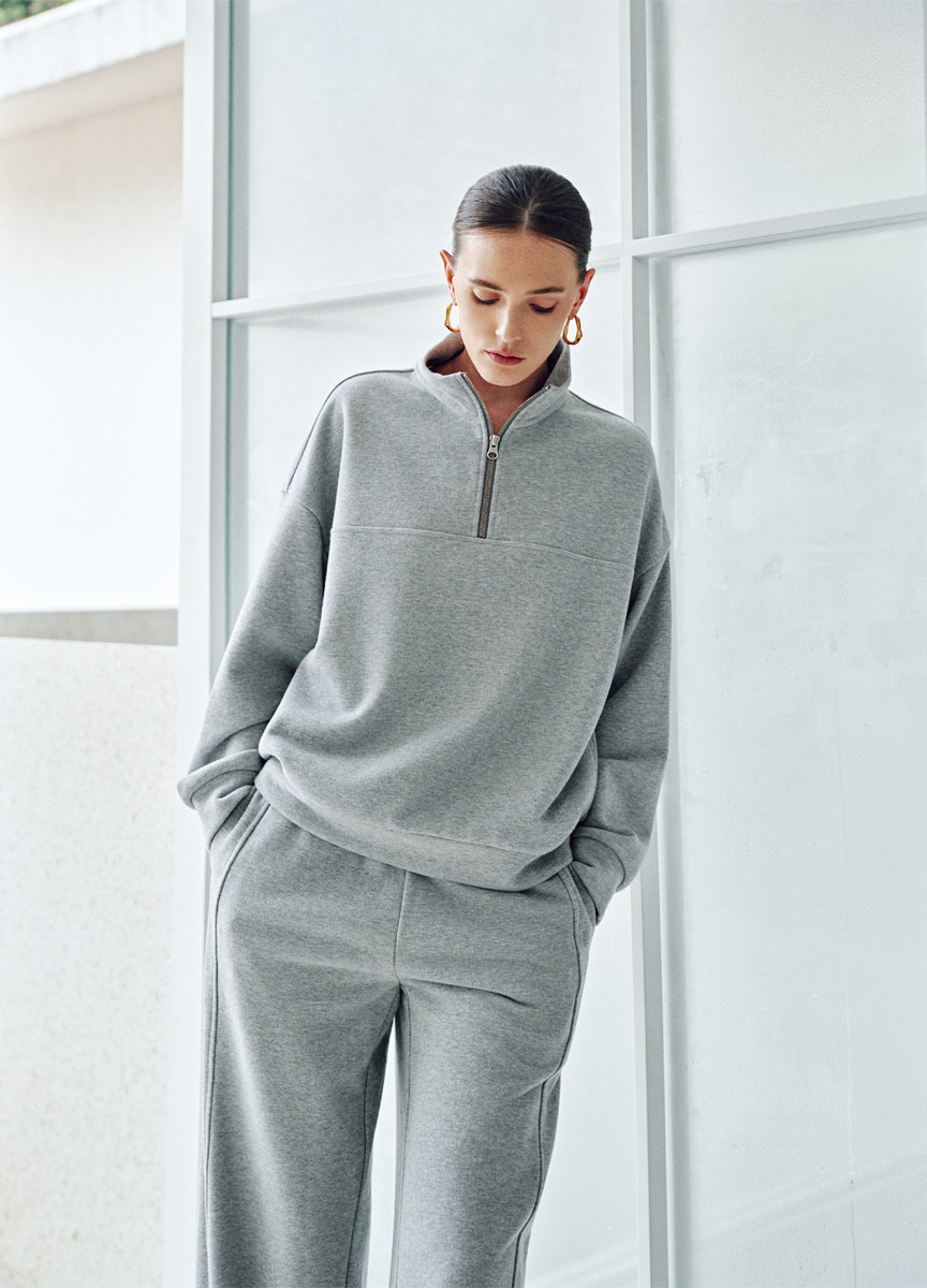 休閒立領混棉長袖上衣